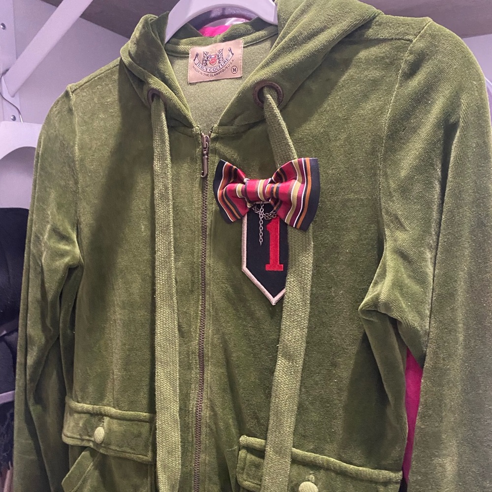 Rare Juicy Couture Olive Velour Hoodie